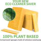 4 Pack Compostable Pop-Up Sponges - Expanding, Non-Scratch, Plant-Based Dish Cellulose Sponges Car Wash Sponge