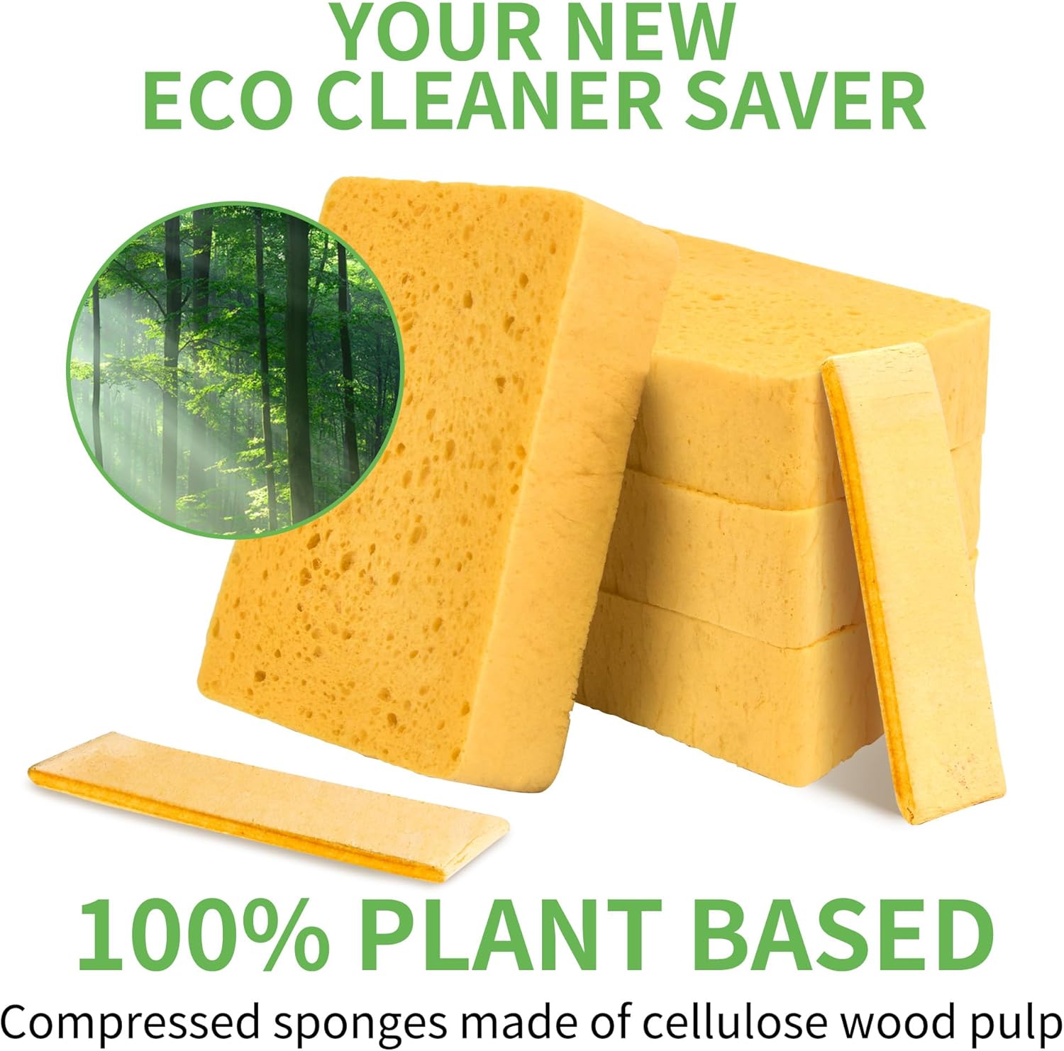 4 Pack Compostable Pop-Up Sponges - Expanding, Non-Scratch, Plant-Based Dish Cellulose Sponges Car Wash Sponge