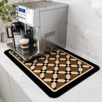 AMOAMI Coffee Mat Hide Stain Rubber Backed Absorbent Dish Drying Mat for Kitchen Counter - Fits Under Coffee Maker or Machine - PEANUT 12X19