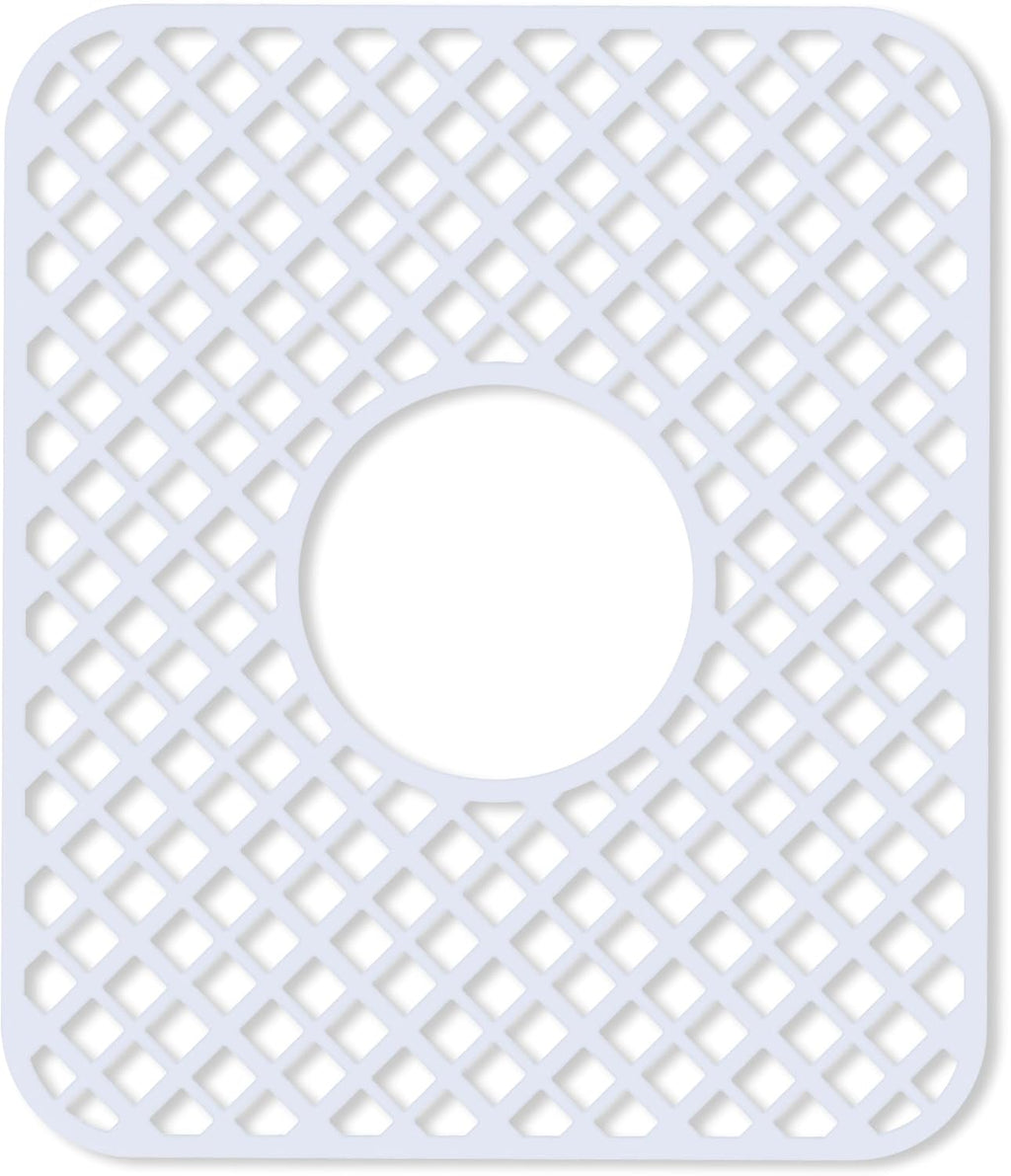 2 Pack Silicone Sink Protector for Kitchen Sink, Lozenge Pattern 13 x 11 inches Sink Grid Mat Silicone Protectors, Center Drain, White