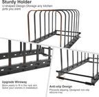 TEAMOLA Adjustable Bakeware Organizer Rack - 2pc Black Heavy-Duty Metal Cutting Board Rack for Cutting Boards & Cookware, Holds Utensils Up to 9.84" Wide (Space-Saving Holder Fits Narrow Countertops)