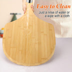2 Pack Natural Bamboo Pizza Peel 16 inch, Wood Pizza Paddle, Cutting Board with Handle for Pizza, Bread, Cheese, Vegetable, Fruits