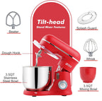 Kitchen in the Box Stand Mixer, 3.5QT Two Bowls Small Kitchen Electric Mixer, 10-Speed Portable Lightweight Matte Finish with Egg Whisk, Dough Hook, Beater (Matte Red, 3.5QT)