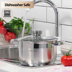 Daniks Classic 6-Piece Stainless Steel Induction Cookware Set – Dishwasher Safe Pots with Lids, Measuring Scale, Silver