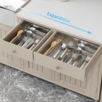 JANE EYRE Utensil Drawer Organizer - Expandable Cutlery Tray, Silverware/Flatware Storage Divider for Kitchen, Mesh Designing with Non-slip Rubber Feet (Silver)