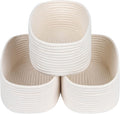 CubesLand Off White Small Storage Baskets for Shelves, Closet Organization Storage Bins Empty Gift Basket Baby Nursery Woven Baskets for Organizing, Rectangular Clothes Closet Shelves Baskets 3 Packs