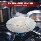 Splatter Screen for Frying Pan & Food Strainer,13 Inch Stainless Steel Grease Splatter Guard,Shield from Splashing Oil, Dishwasher Safe(Black)