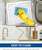 Bligli Small Sink Mat,2 Pack White 11.2x12.7inch Sink Protector Mats for Bottom of Kitchen Sink, Dish Drying Mat for Dishes and Glassware, Fast Drain