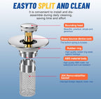 2PC Bathroom Sink Stopper Hair Catcher, Pop Up Sink Drain Filter with Removable Stainless Steel Filter Basket Hair Catcher, for US Bathroom Sink Stopper Replacement.