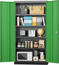 INTERGREAT Metal Storage Cabinet, 72" Locking Storage Cabinets with Doors and 4 Shelves, Tall Tool Storage for Garage, Steel Lockable Cabinet Metal Locker for Home Office, Black Green