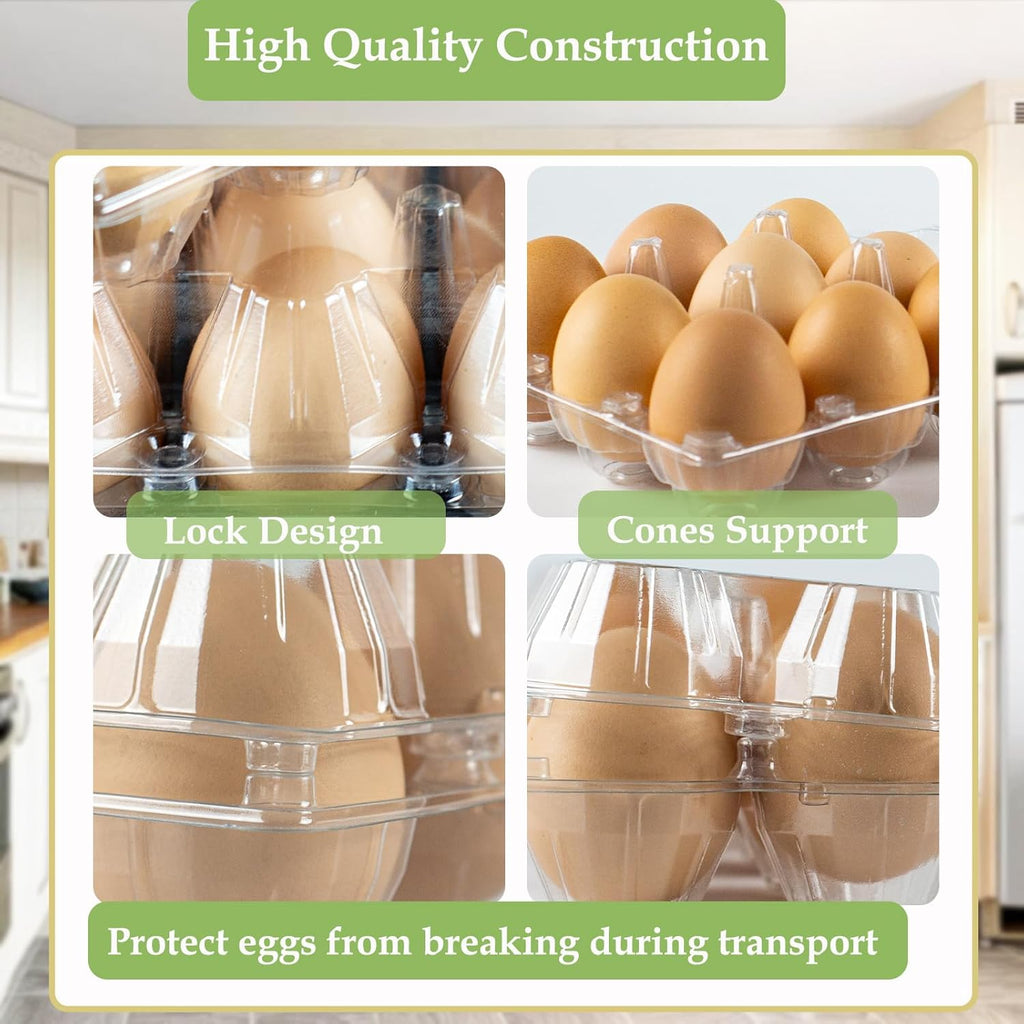 60 PCS Clear Egg Cartons, Egg Cartons Cheap Bulk Plastic Egg Holders for Home Ranch Chicken Farm Market