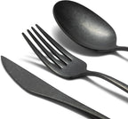 Luxury Vintage Flatware 20-Piece Set – Service for 4, Premium Stainless Steel with Weighted Handles, Aged Heirloom Finish, Dishwasher Safe, Elegant and Modern Cutlery (Vintage Black)