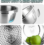 304 Stainless Steel Colander 5QT Microporous Colander & Large Bowl for Kitchen,Rice Strainer with Salad Mixing Bowl for Pasta Straining,Fruit Washing,Vegetable Draining,Food Mixing(2PCs)