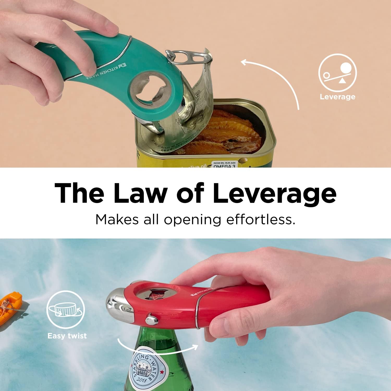 Kitchen Mama Epic One Multifunction Opener: A Pick Ergonomic Opener- Magnetic Bottle Opener, Beer & Soda Can Opener, Pull Tab & Jar Opener for Weak Hands and Arthritis (White)