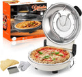 12" Electric Pizza Oven - Countertop Pizza Maker with Ceramic Stone, Heats up to 800°F, Portable Indoor Pizza Oven for Homemade Pizzas, White