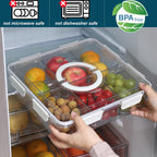 Taiuloo Divided Serving Tray with Lid & Handle, Airtight 6 Compartment Snackle Box Charcuterie Container, Fridge Organizer Bins, Food Storage Container Veggie Tray for Snack, Fruit, Candy, Nuts