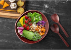 Melvvi Large Wooden Salad Bowl Set with 2 Small Bowls and 2 Serving Utensils | 12" & 6" Acacia Wood Bowls for Food | Great Gift for Kitchen & Dining (Natural Set of 5) (Royal Set of 3)