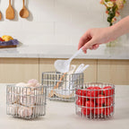 304 Stainless Steel Wire Mesh Fruit Basket Colander, 2.5L Countertop Storage Organizer for Fruits, Vegetables, Snacks.6.3 x 6.3 x 3.94 in (16cm,Rounded Square)