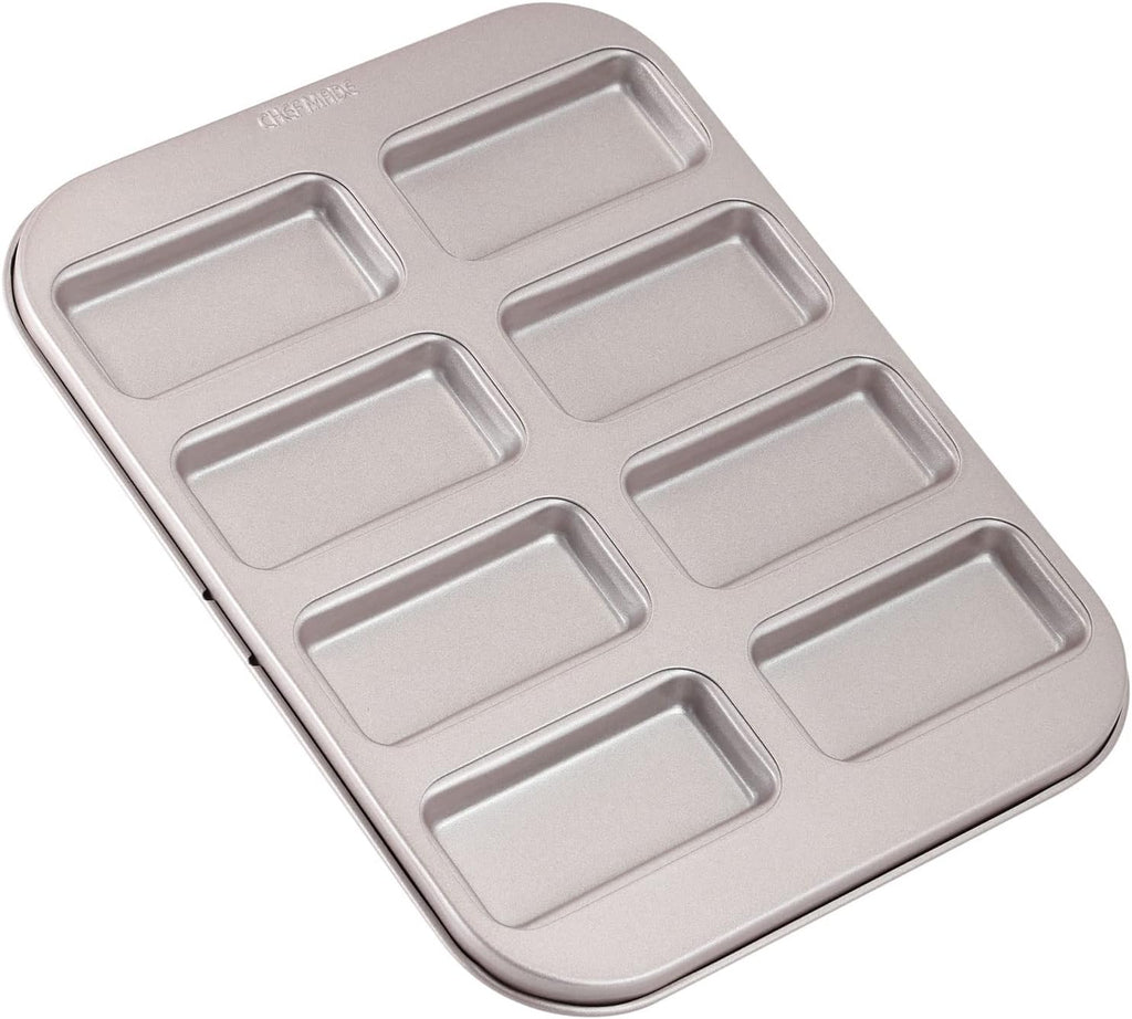 CHEFMADE Financier Cake Pan, 8-Cavity Non-Stick Muffin Pan Biscuits Cookies Bakeware for Oven Baking (Champagne Gold)