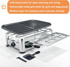 TAMARIT Raclette Cheese Table Grill Portable Electric Indoor Korean BBQ Grill 1400 W Raclette Party Grill with Iron Nonstick Extra Large Grill Plate Raclette Grill for Home Party, Stainless Steel