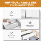 6 Pack Drawer Dividers 6 Inch High, 11”-17" Adjustable Bamboo Organizers Large Expandable Drawer Separators for Cloths, Dresser, Bedroom, Bathroom, Baby Drawer, Office & Kitchen Utensils (White)