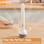 Dish Brush Set with Soap Dispensing Palm Brush Dish Scrub Brush with Soap Dispenser Palm Dish Brush Kitchen Cleaning Brush with Ergonomic Long Handle for Cleaning Sink, Pot, Pan, Stove, Yellow