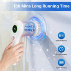 Electric Spin Scrubber, Cordless Shower Scrubber with Battery Level Display, 2 Speeds Electric Scrubber for Cleaning with 6 Replaceable Heads, Cleaning Brush for Bathroom/Sink/Window (Pink)