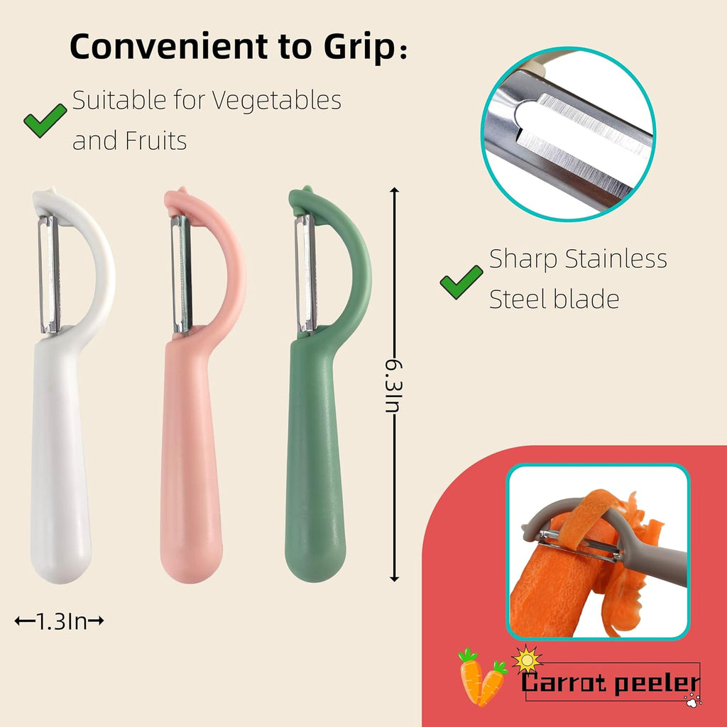 Trez Treamer 6-Piece Vegetable Peelers for Kitchen,Stainless Steel Apple Peeler Set for Veggie Carrot Fruit Zucchini Cucumber Peeler Sharp Potatoes & Potato Peeler Bulk with Non-Slip Handle (P)