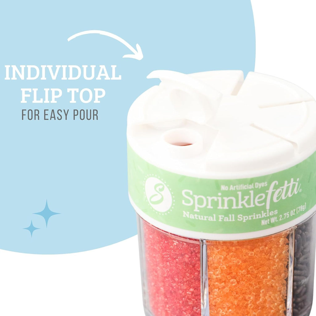 Sweets Indeed Sprinkles 6 Cell Edible Sprinkle Mix Jimmies Perfect for Cake Decorations Baking Ice Cream Cookies Cupcake Topper (Fall)