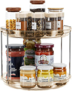 LAMU 2 Tier Lazy Susan Turntable Organizer 9.25'' Rotating Spice Rack Organization for Cabinet, Kitchen, Pantry, Countertop, Bathroom, Vanity, Medicine Cabinet Organizer, Amber