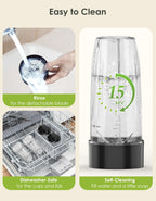 Smoothie Blender, 1100W Personal Blender for Shakes and Smoothies, Blenders and Grinder Combo for Kitchen with 2 * 22 Oz To-Go Cup and Lid for Protein Shake, Baby Food, Frozen Drink