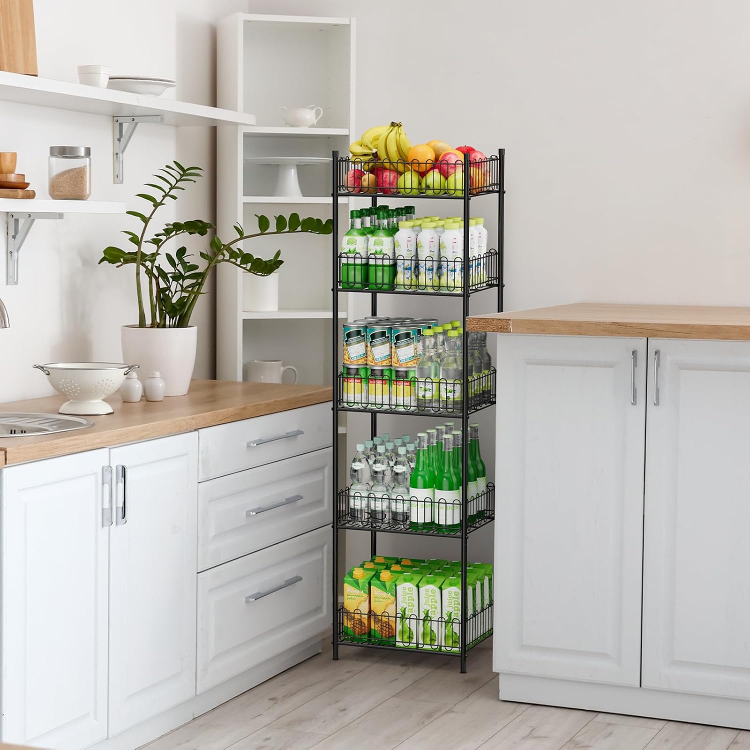 OYEAL Soda Can Organizer for Pantry 5 Tier Water Bottle Organizer Holder for Tumbler Travel Mug Cup, Freestanding Can Storage Organizer for Pantry Kitchen Living Room Organization