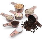 Copper Measuring Cups Set, 7-Piece Stainless Steel Measuring Cups Set, Metric&US Metal Measure Tools with 1/8, 1/4, 1/3, 1/2, 2/3, 3/4&1 Measure Cup for Dry & Liquid Ingredients During Baking