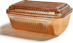 Wide Glass Butter Dish with Lid with Large capacity for Countertop Clear Crystal Butter Container with Cover for Counter Butter Keeper Tray Holder for Refrigerator