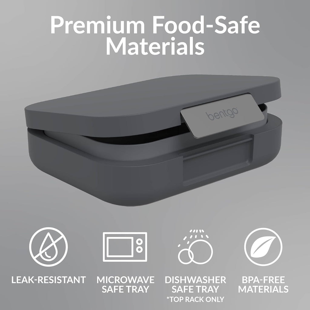Bentgo Modern - Adult & Teen Bento Lunch Box; 3-4 Compartments, Leak-Resistant, 5.5 Cup Capacity/44 fl oz, Improved Locking Clips, Reusable, BPA-Free, Dishwasher/Microwave Safe Tray (Dark Gray)