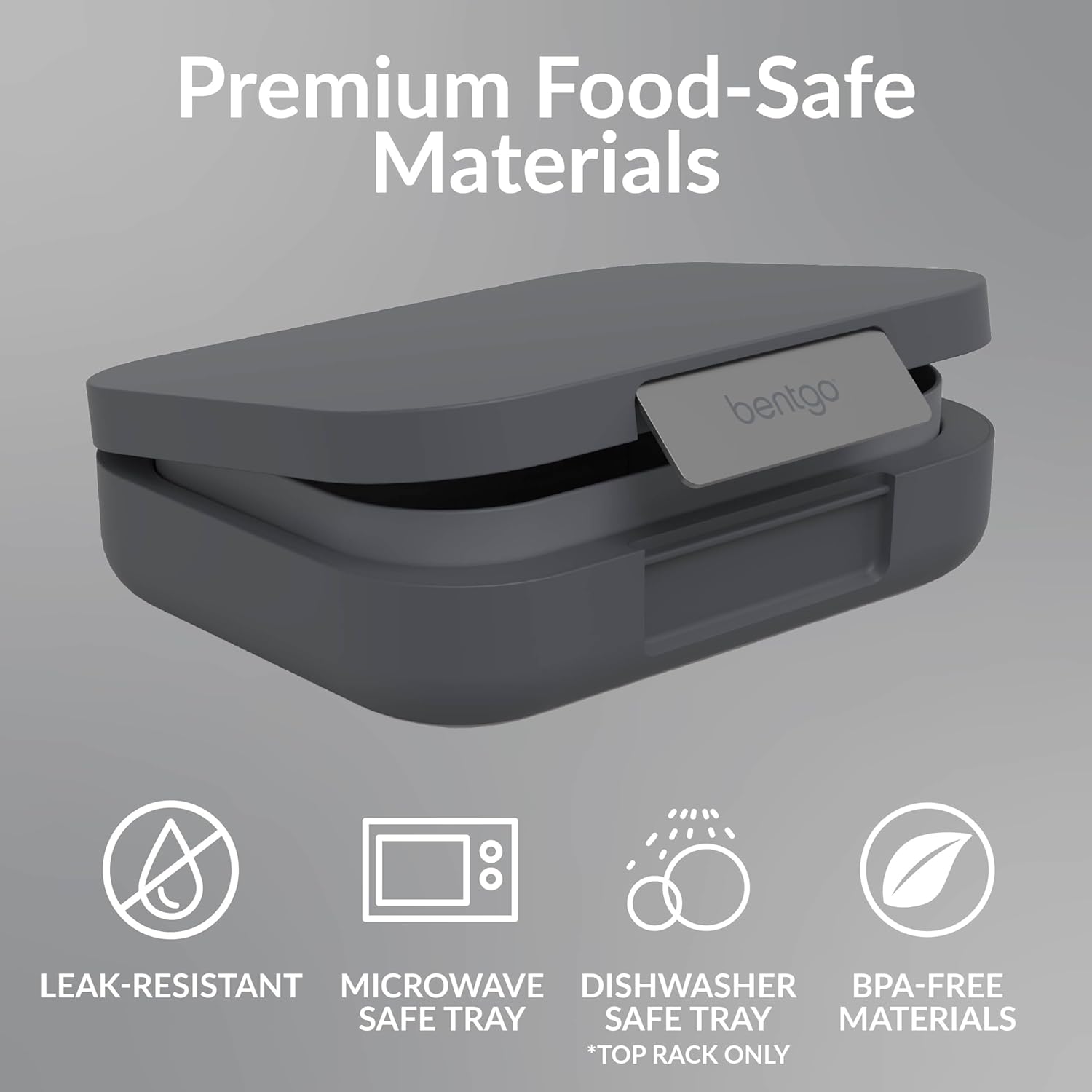 Bentgo Modern - Adult & Teen Bento Lunch Box; 3-4 Compartments, Leak-Resistant, 5.5 Cup Capacity/44 fl oz, Improved Locking Clips, Reusable, BPA-Free, Dishwasher/Microwave Safe Tray (Dark Gray)