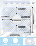 2 Pack Silicone Sink Protector for Kitchen Sink, Lozenge Pattern 13 x 11 inches Sink Grid Mat Silicone Protectors, Center Drain, White