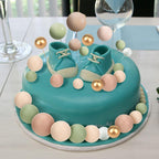 108 Pcs Balls Cake Topper DIY Cupcake Insert Foam Balloons for Cake Baking Wedding Anniversary Birthday Decoration(Matcha Green, Light Brown, Khaki,Multi Sizes)