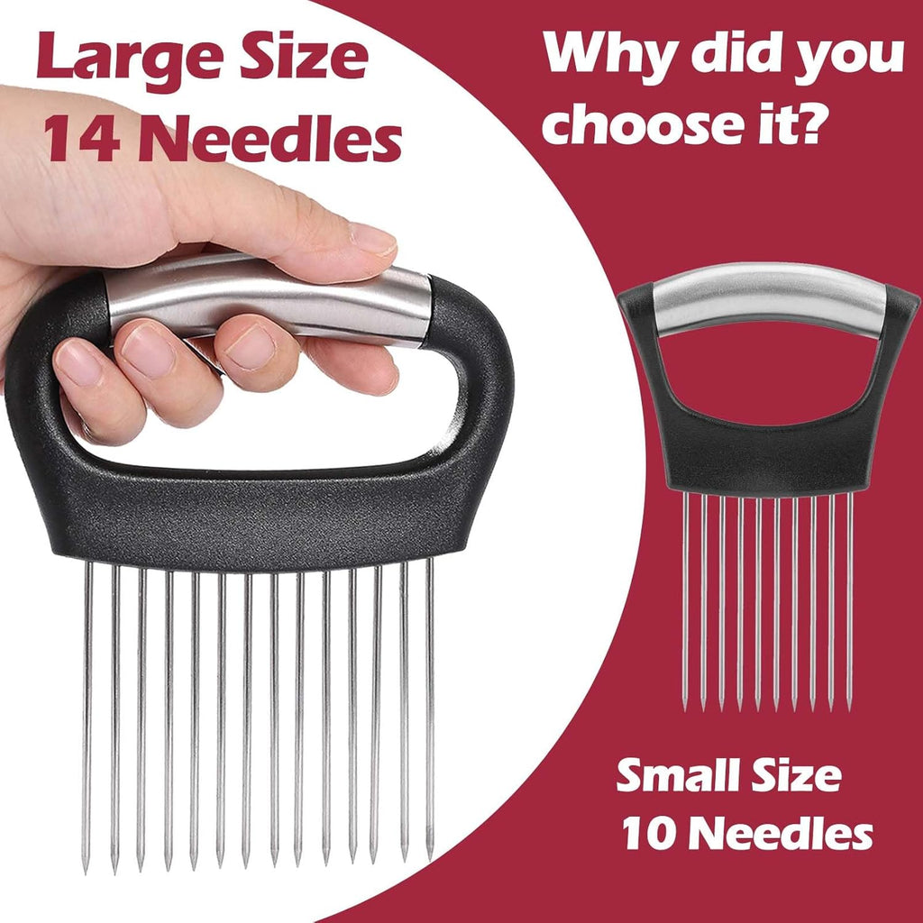 JAYVAR Large Onion Holder for Slicing, 2Pieces Large Onion Cutter Veggie Chopper, Stainless Steel Tomato Slicer Blooming Onions Potato Slicer, Practical Meat Tenderizer, Egg Slicers Kitchen Gadgets