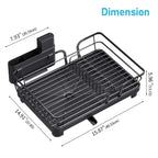 Dish Drying Rack for Kitchen Counter, Multifunctional Dish Drainer Rack, Kitchen Dish Rack, Sink Dishes Strainer, Plate Rack with Drain Board, Cup Holder, and Cutlery Holder,Medium Size Black