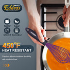 Whisk Eddeas Silicone Whisk Set of 6.Silicone whisks for cooking non Scratch.BPA Free and Dishwasher Whisk.7+9+11inch Colorful Wisk Great for cooking and Baking.（6pcs ）