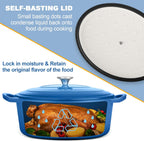 E-far 7QT Oval Dutch Oven Pot with Lid, Enameled Cast Iron Dutch Oven with Dual Handles for Sourdough Bread Baking Cooking, Nonstick Enamel Coated Cookware(Blue), Non-Toxic & Easy Clean