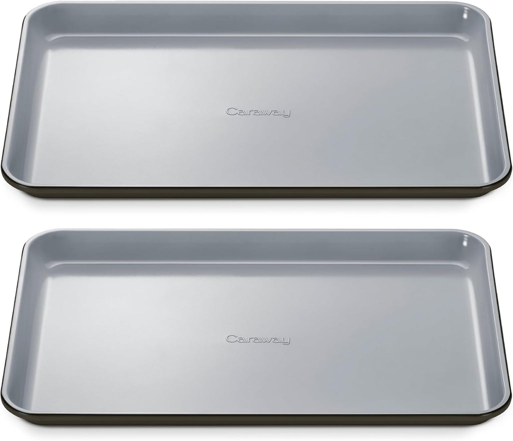 Caraway Non-Stick Ceramic Medium Baking Sheet - Naturally Slick Ceramic Coating - Non-Toxic, PTFE & PFOA Free - Perfect for Baking, Roasting, and More - Medium (15" x 10") - Black