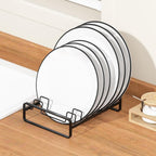 2 Pack Plate Holders Organizers 8 Slots Upright Cabinet Dish Drying Racks Metal Plate Stands (for 6In. 10In. Plates) Dish Organizers for Countertop and Cupboard(at Least 11.2in.Height) Black
