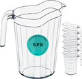 DecorRack 6 Pack - 75 oz Polycarbonate Plastic Pitcher Beverage Dispenser with Pour Spout Shatterproof Catering and Restaurant Serveware for Cold Drinks, Water, Lemonade, Beer, and Sangria (6 Pack)