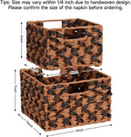 Wicker Baskets, Decorative Storage Boxes with Handles, Rectangular Plastic Wicker Woven Storage Basket for Organizing, 2 Pack Large and Small (Brown & Gray)