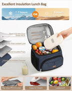 Lunch Box for Man Women, Insulated Lunch Bag Cooler Bag Leakproof Lunchbox Lunch Tote Bags with Removable Strap for Work School Picnic Travel (Blue/12L