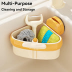 Suction Cup Sink Corner Rack, Triangular Suction Cup Corner Sink Caddy, Kitchen Sink Drain Strainer Basket for Kitchen Bathroom Dishware (Green)