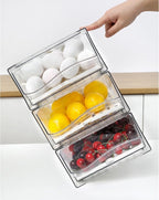 Diskary Fridge Organizer, Stackable Refrigerator Organizer Bins, Reusable Food Storage Containers, Fridge Drawer Organizer in Home Kitchen, Barbecue Shop, Restaurant, BPA-Free (2 Drawers, Large)