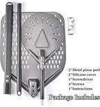 12 Inch + 7 Inch Perforated Pizza Peel Set, Turning Peel With Metal Handle, Spatula Paddle for Homemade Oven Accessories
